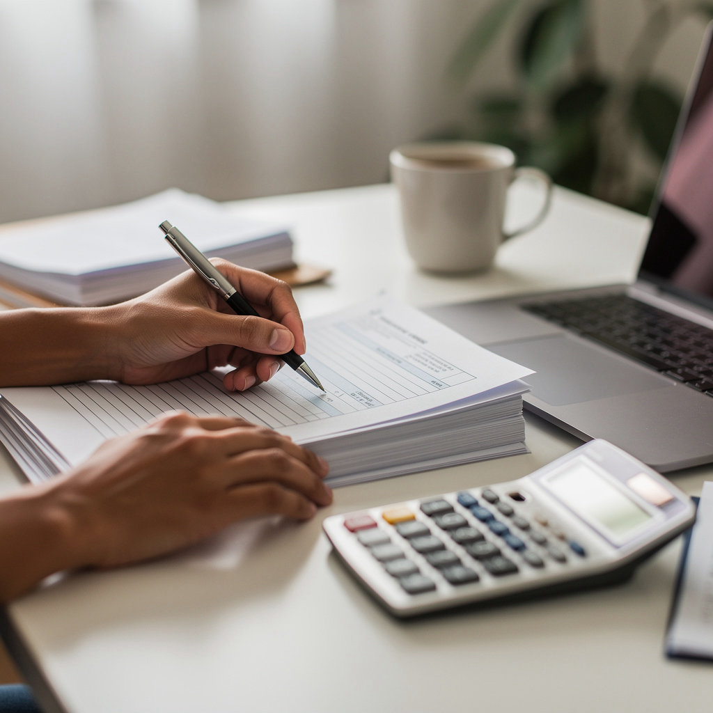 Gutier Income Tax Service professional tax preparer assisting a client with tax documents in San Diego