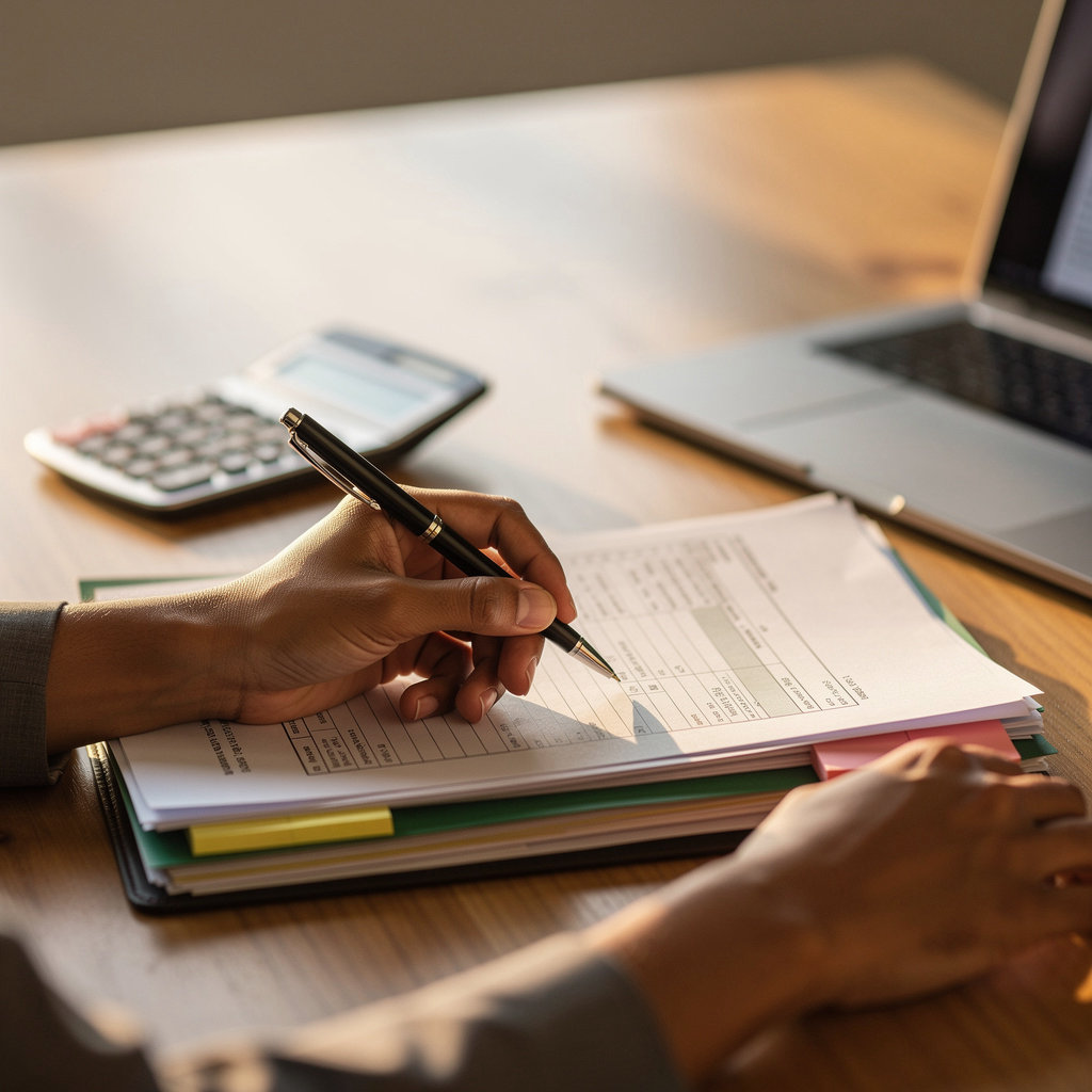 Gutier Income Tax Service professional tax expert assisting a client with tax documents in San Diego